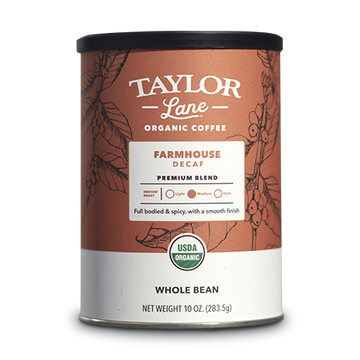 organic Farmhouse Decaf premium blend whole bean